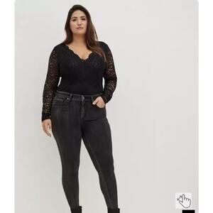 Torrid Black Lace Bodysuit V Neck 4X
